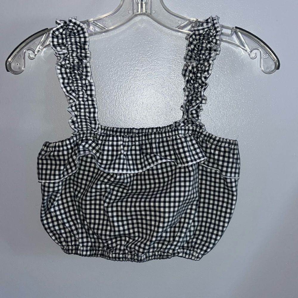 Plaid Ruffle Crop Tank Top